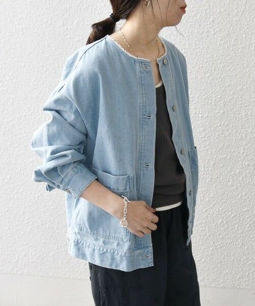 SHIPS for women / シップスウィメン Gジャン・デニムジャケット | 《一部予約》SHIPS any: ノーカラー デニム ブルゾン［SHIPS any DENIM］ | 詳細14