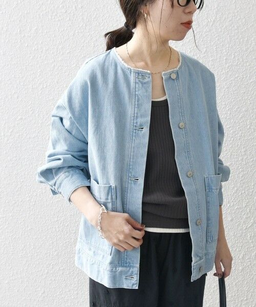 SHIPS / シップス Gジャン・デニムジャケット | 《一部予約》SHIPS any: ノーカラー デニム ブルゾン［SHIPS any DENIM］ | 詳細15