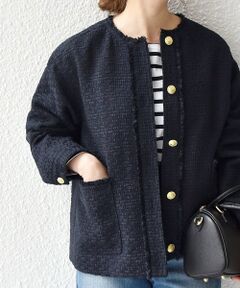 SHIPS any: スラブ ツイード ショート ジャケット［NAVY BLUE］