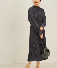 SHIPS / シップス ロング・マキシ丈ワンピース | 〈手洗い可能〉ドット / ソリッド プリーツ ワンピース