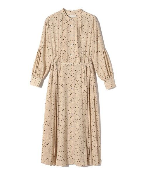 SHIPS / シップス ロング・マキシ丈ワンピース | 〈手洗い可能〉ドット / 花柄 バンドカラー サイド プリーツ ワンピース | 詳細10