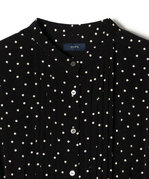 SHIPS / シップス ロング・マキシ丈ワンピース | 〈手洗い可能〉ドット / 花柄 バンドカラー サイド プリーツ ワンピース | 詳細20