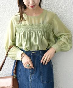 SHIPS / シップス シャツ・ブラウス | SHIPS any:〈洗濯機可能〉シアー シャーリング フレア ブラウス