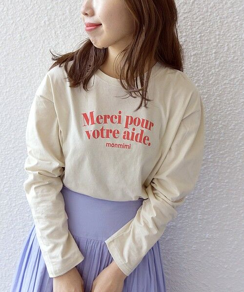 SHIPS for women / シップスウィメン カットソー | 【SHIPS any別注】〈洗濯機可能〉MONMIMI: ロゴ プリント ロング TEE 23SS | 詳細17