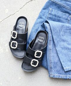 SHIPS / シップス サンダル | * パール モチーフ ビジュー ダブル ベルト サンダル ◇