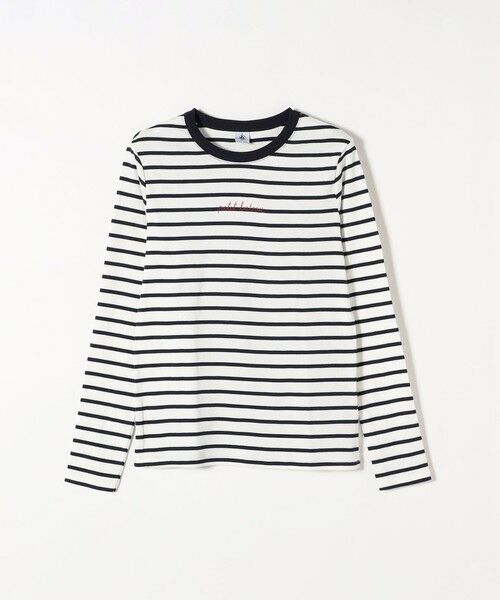 SHIPS for women / シップスウィメン カットソー | PETIT BATEAU:ロングスリーブ ロゴ プリント ボーダー Tシャツ 23SS | 詳細1