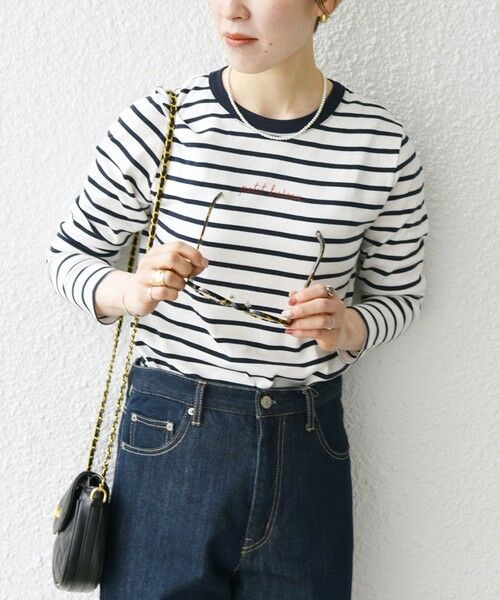 SHIPS for women / シップスウィメン カットソー | PETIT BATEAU:ロングスリーブ ロゴ プリント ボーダー Tシャツ 23SS | 詳細8