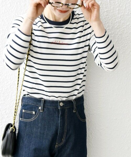 SHIPS for women / シップスウィメン カットソー | PETIT BATEAU:ロングスリーブ ロゴ プリント ボーダー Tシャツ 23SS | 詳細9
