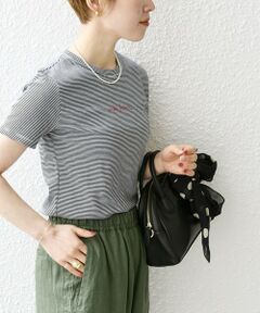 【SHIPS any別注】PETIT BATEAU:〈洗濯機可能〉ロゴ プリント ボーダー 半袖 Tシャツ 23SS