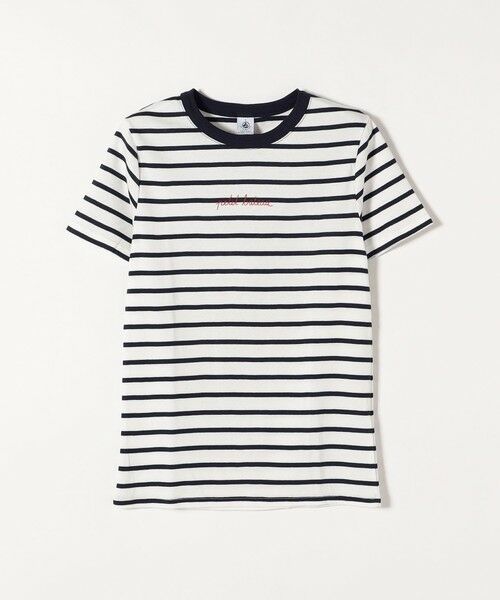 SHIPS for women / シップスウィメン Tシャツ | 【SHIPS any別注】PETIT BATEAU:〈洗濯機可能〉ロゴ プリント ボーダー 半袖 Tシャツ 23SS | 詳細1