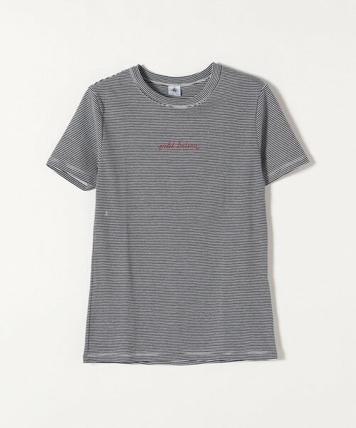 SHIPS for women / シップスウィメン Tシャツ | 【SHIPS any別注】PETIT BATEAU:〈洗濯機可能〉ロゴ プリント ボーダー 半袖 Tシャツ 23SS | 詳細8