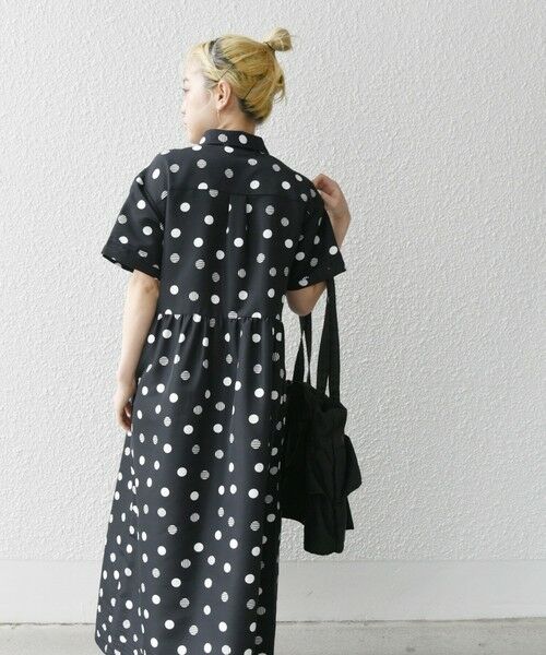 大特価】ブラック ドット柄 水玉柄 シースルー シャツワンピース