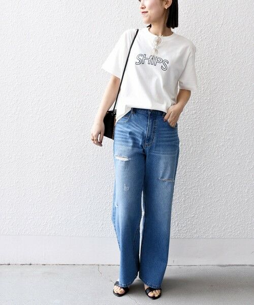 SHIPS for women / シップスウィメン Tシャツ | 【WEB限定】 SHIPS ラウンド プリント ロゴ TEE | 詳細5