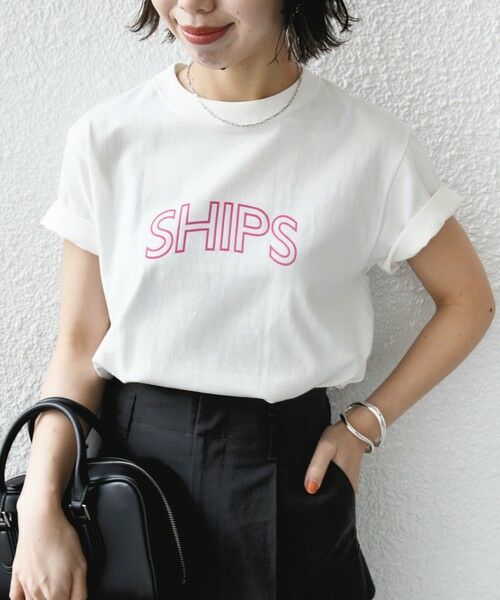 SHIPS for women / シップスウィメン Tシャツ | 【WEB限定】 SHIPS ラウンド プリント ロゴ TEE | 詳細16
