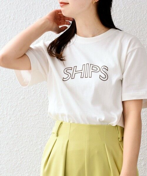 SHIPS for women / シップスウィメン Tシャツ | * SHIPS ラウンド プリント ロゴ TEE◇（ホワイト系）