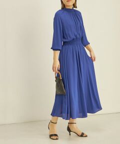 SHIPS / シップス ロング・マキシ丈ワンピース | 〈洗濯機可能〉シャーリング ウエスト ゴム ワンピース