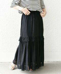 SHIPS / シップス ロング・マキシ丈スカート | SHIPS any: レース タック ティアード スカート