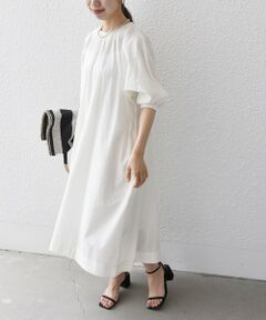 SHIPS / シップス ロング・マキシ丈ワンピース | SHIPS any:〈洗濯機可能〉コットン ギャザー パフ ワンピース