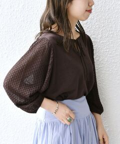 SHIPS / シップス ニット・セーター | SHIPS any:〈手洗い可能〉リネン ミックス ヨーク ギャザー ニット プルオーバー