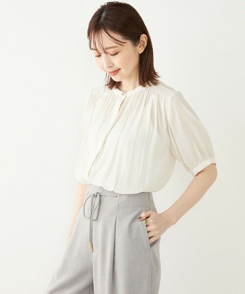 SHIPS / シップス シャツ・ブラウス | SHIPS Colors:〈洗濯機可能〉サテン ギャザー 5分袖 シャツ◇ | 詳細9