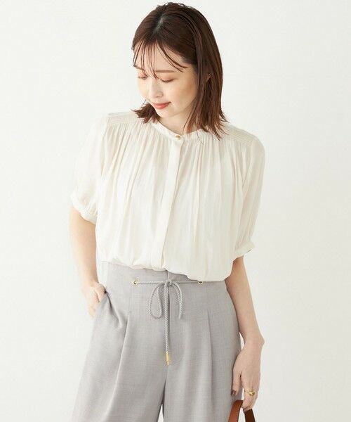 SHIPS / シップス シャツ・ブラウス | SHIPS Colors:〈洗濯機可能〉サテン ギャザー 5分袖 シャツ◇ | 詳細10