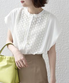 SHIPS / シップス Tシャツ | * 〈手洗い可能〉アイレット フロント ボタン 切替 カットソー◇