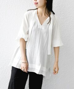 SHIPS / シップス シャツ・ブラウス | SHIPS any:〈洗濯機可能〉レーヨン リネン ギャザー ボリューム ボウタイ ブラウス