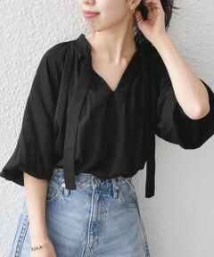 SHIPS / シップス シャツ・ブラウス | SHIPS any:〈洗濯機可能〉レーヨン リネン ギャザー ボリューム ボウタイ ブラウス