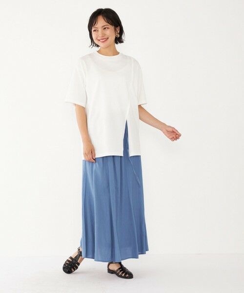 SHIPS for women / シップスウィメン Tシャツ | SHIPS Colors:〈洗濯機可能〉コットン 天竺 アシンメトリー TEE | 詳細10