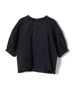 SHIPS Primary Navy Label:〈手洗い可能〉ジャカード 袖 切替 ラグラン ブラウス