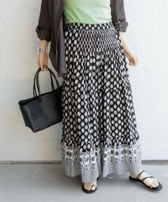 SHIPS / シップス ミニ・ひざ丈スカート | ピンタック パネル プリント スカート◇