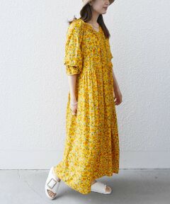 SHIPS / シップス ロング・マキシ丈ワンピース | SHIPS any:〈洗濯機可能〉ボタニカル エンパイア ライン ワンピース