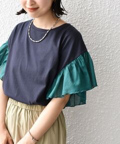 SHIPS / シップス Tシャツ | * ギャザー スリーブ コットン 天竺 TEE◇