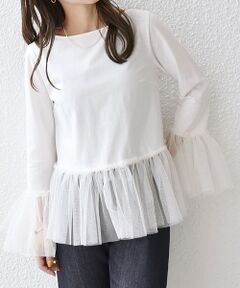 SHIPS / シップス カットソー | SHIPS any:〈洗濯機可能〉チュール ペプラム TEE