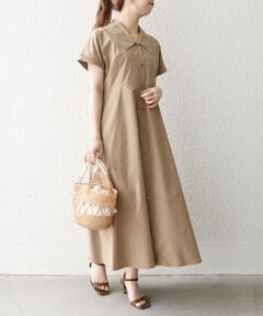 SHIPS / シップス ロング・マキシ丈ワンピース | SHIPS any:〈洗濯機可能〉フラットカラー Vネック フレア ワンピース