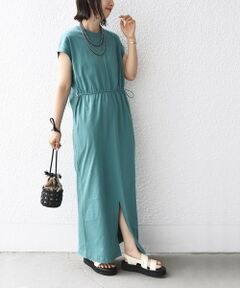 SHIPS / シップス ロング・マキシ丈ワンピース | 〈手洗い可能〉 ワンコットン ウエスト ドロスト ワンピース