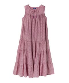 SHIPS / シップス ロング・マキシ丈ワンピース | Fanaka:〈手洗い可能〉コットン プリント ノースリーブ ワンピース