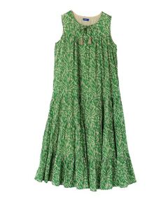 SHIPS / シップス ロング・マキシ丈ワンピース | Fanaka:〈手洗い可能〉コットン プリント ノースリーブ ワンピース