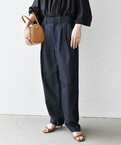 SHIPS any:〈洗濯機可能〉タック テーパード デニム パンツ［SHIPS any DENIM］