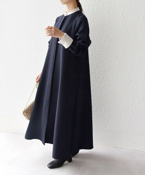 SHIPS for women / シップスウィメン ロング・マキシ丈ワンピース | SHIPS any: ダブルクロス Aライン シャツワンピース［NAVY BLUE］ | 詳細25