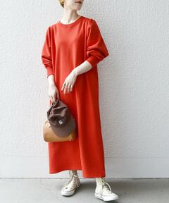 SHIPS / シップス ロング・マキシ丈ワンピース | SHIPS any: USAコットン 裏起毛 パフ スリーブ ワンピース