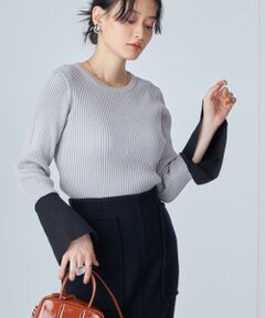 SHIPS / シップス ニット・セーター | 〈手洗い可能〉イズミールコットン 袖 フレア デザイン リブ ニット ◇
