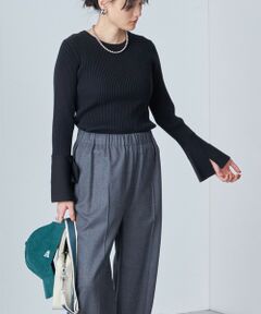 SHIPS / シップス ニット・セーター | 〈手洗い可能〉イズミールコットン 袖 フレア デザイン リブ ニット ◇