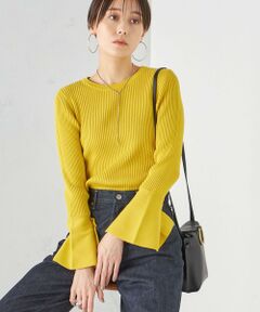 SHIPS / シップス ニット・セーター | 〈手洗い可能〉イズミールコットン 袖 フレア デザイン リブ ニット ◇