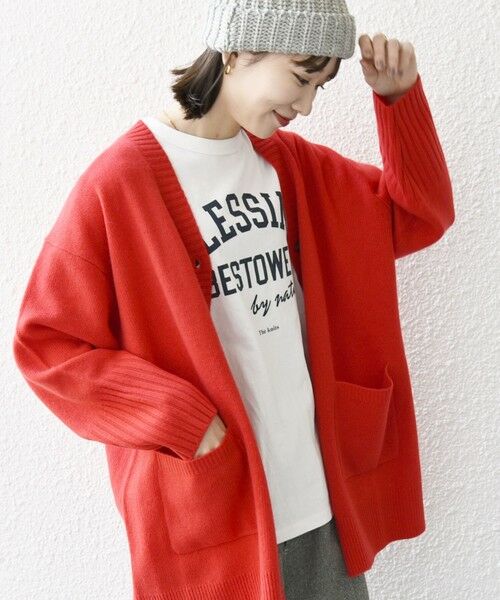 SVEVO イタリア製 カシミヤ混 カーディガン XS ネイビー 美品 SHIPS any:〈手洗い可能〉AQUA カシミヤ ミックス スキッパー