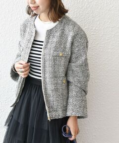 SHIPS / シップス ブルゾン | SHIPS any: ノーカラー ツイード ジャケット ブルゾン
