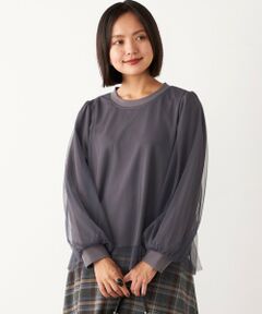 SHIPS / シップス カットソー（半袖以外） | SHIPS Colors:〈手洗い可能〉チュール レイヤード トップス