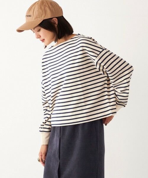 SHIPS for women / シップスウィメン カットソー（半袖以外） | SHIPS Colors:ミニ ウラケ ボーダー クロップド トップス◇ | 詳細7