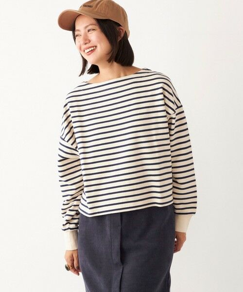 SHIPS for women / シップスウィメン カットソー（半袖以外） | SHIPS Colors:ミニ ウラケ ボーダー クロップド トップス◇ | 詳細10