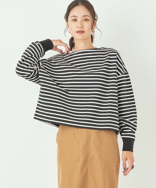 SHIPS for women / シップスウィメン カットソー（半袖以外） | SHIPS Colors:ミニ ウラケ ボーダー クロップド トップス◇ | 詳細20